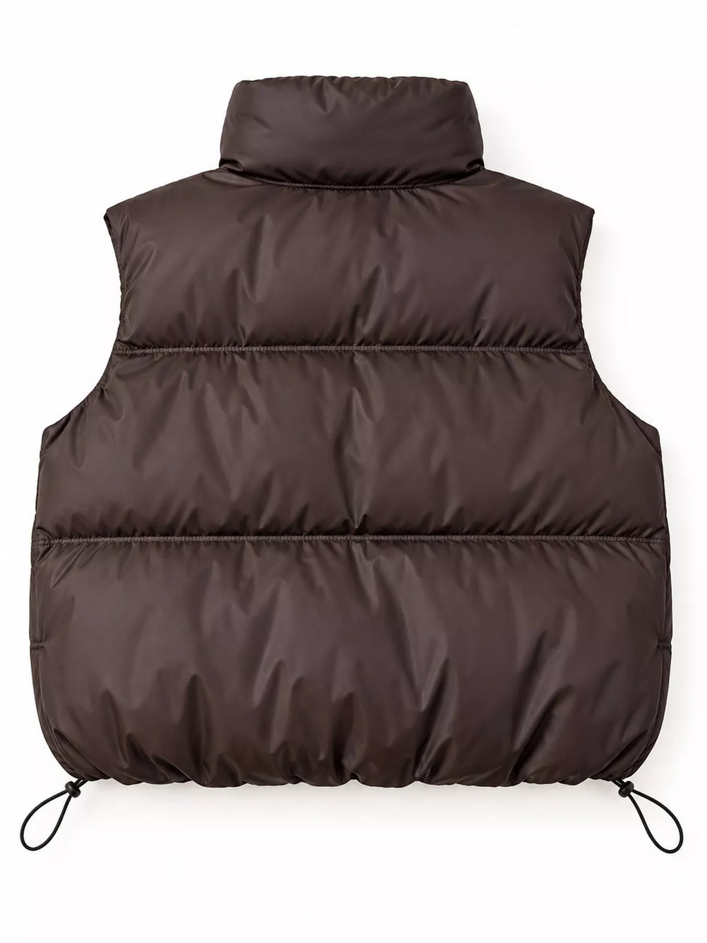 Drawstring Snap Down Puffer Vest Coat
