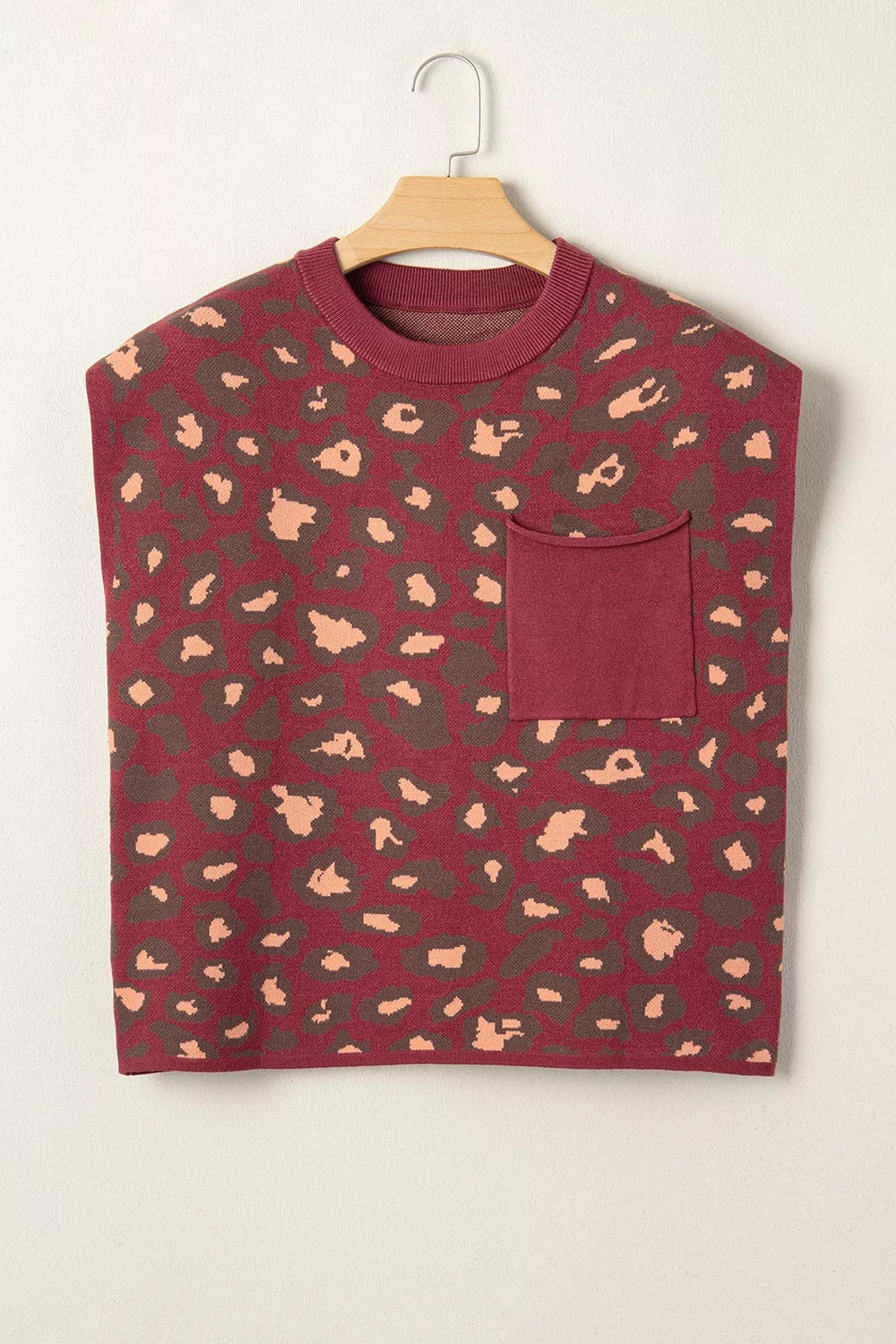 Leopard Print Cap Sleeve Knit Top
