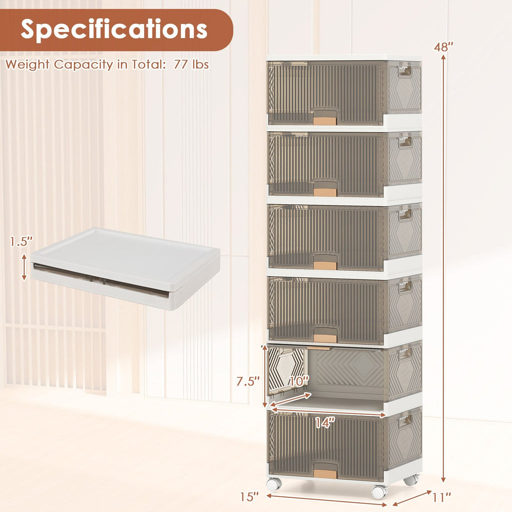 3/4/5/6-Cube Stackable Storage Bins with Detachable Wheels