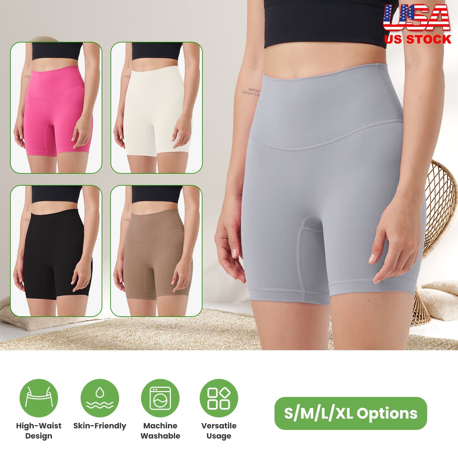 High-Waist Biker Shorts with Tummy Control for Workouts