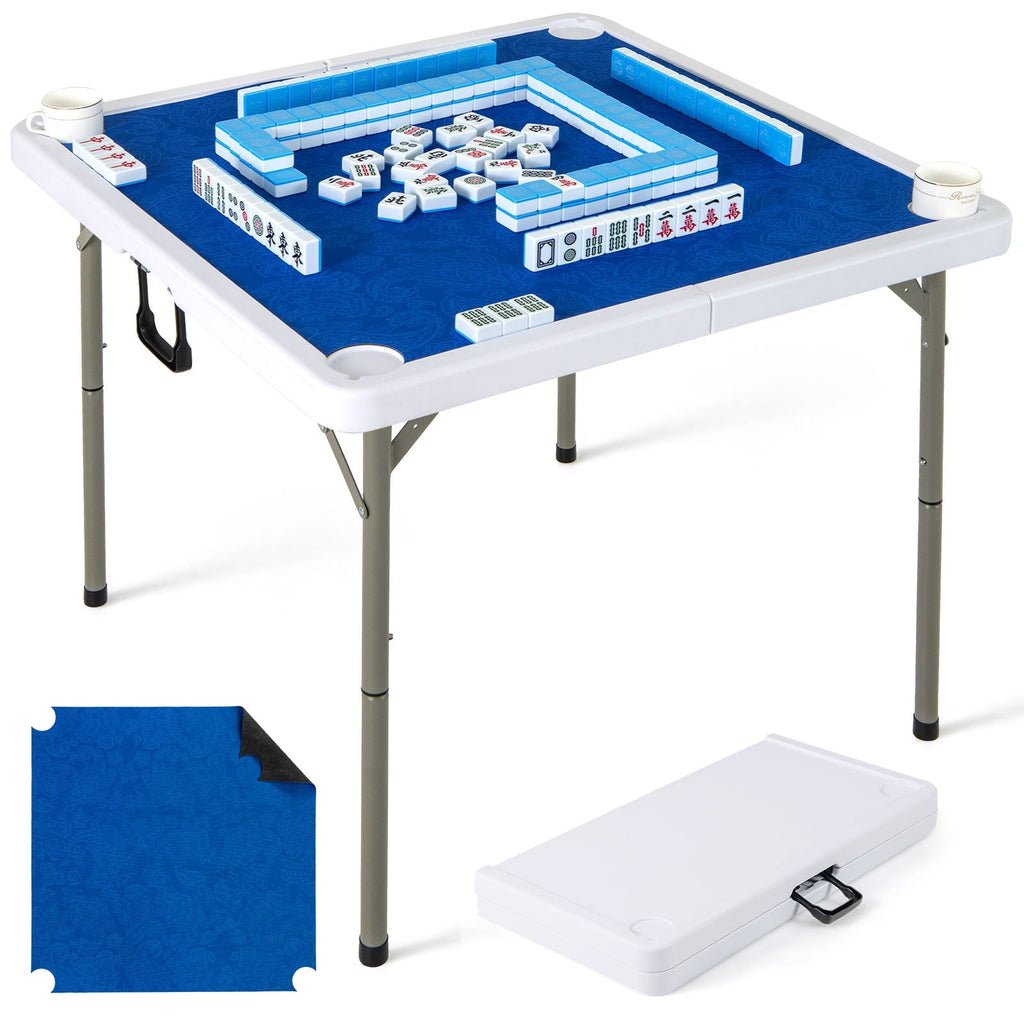 35 Inch 4 Player Game Card Folding Mahjong Table with Cup Holders