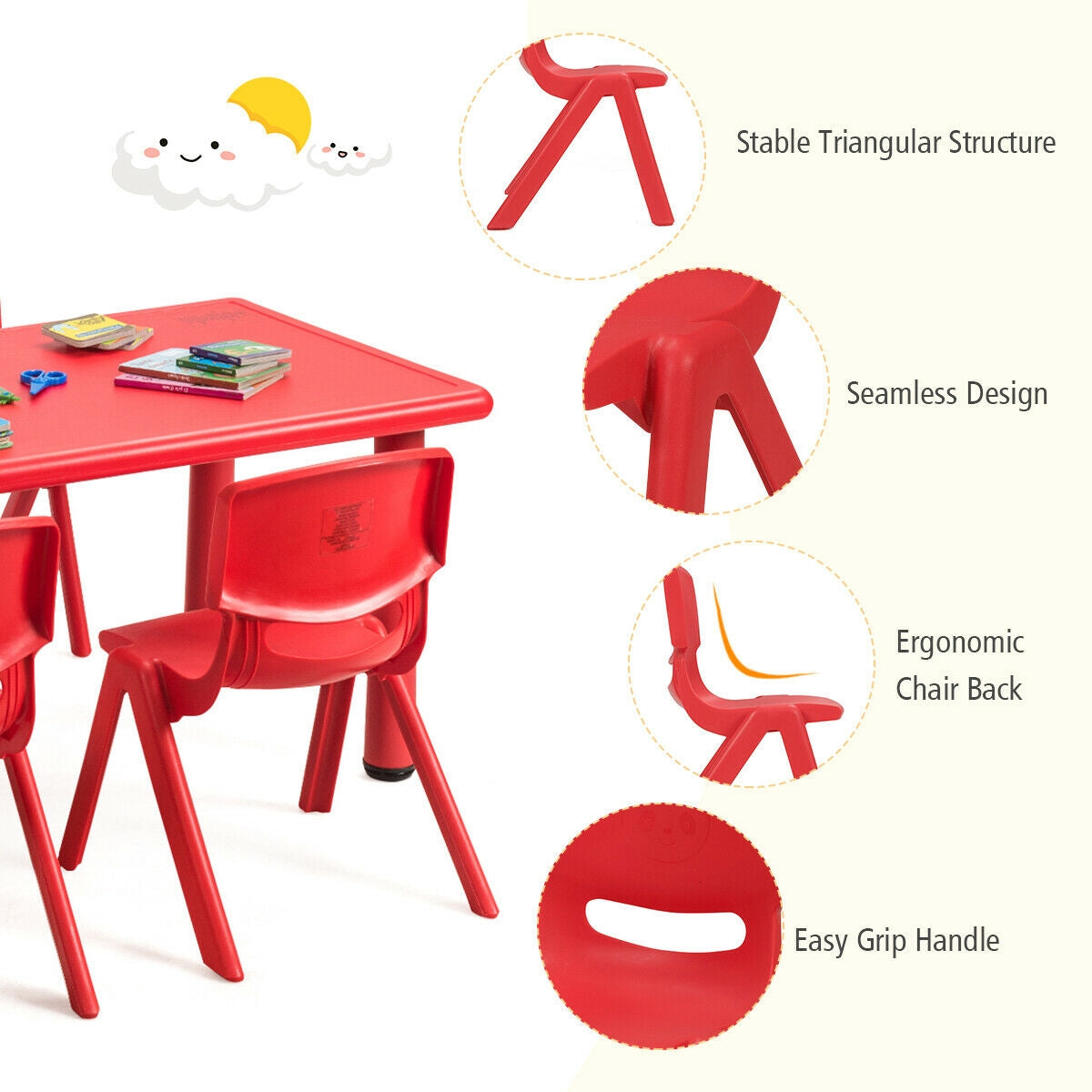 4-pack Kids Plastic Stackable Classroom Chairs