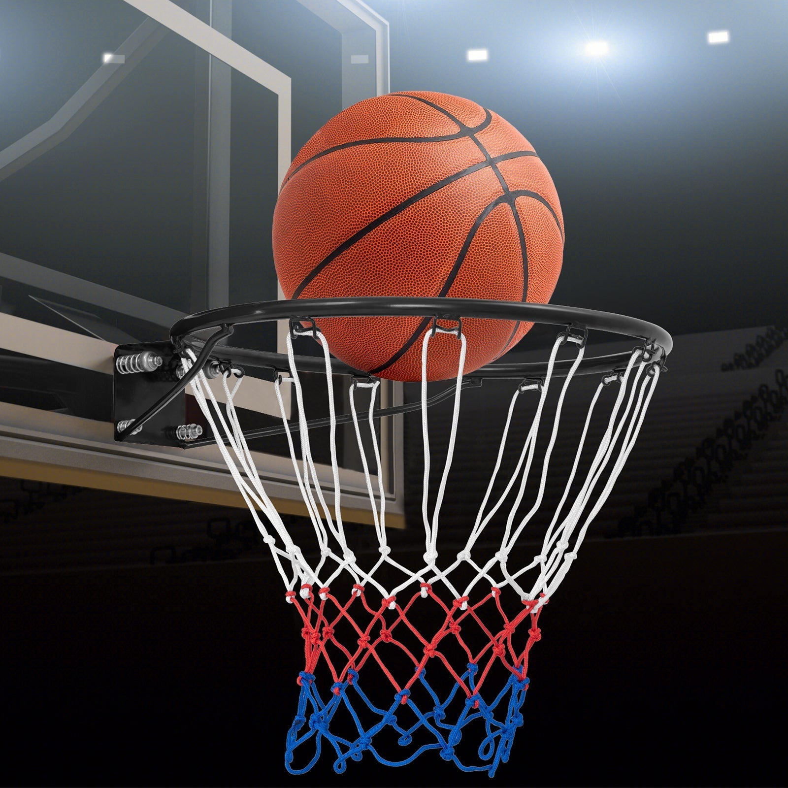 18 Inch Basketball Rim Goal Replacement with All Weather Net and Mounting Hardware