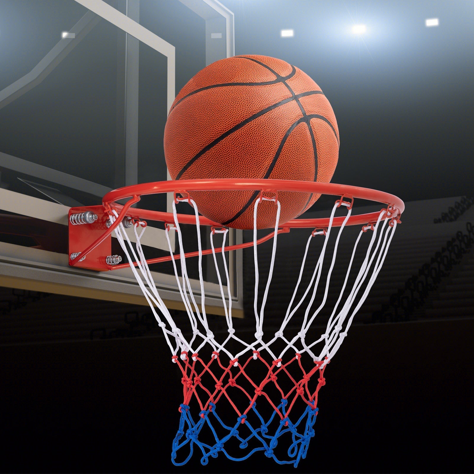 18 Inch Basketball Rim Goal Replacement with All Weather Net and Mounting Hardware