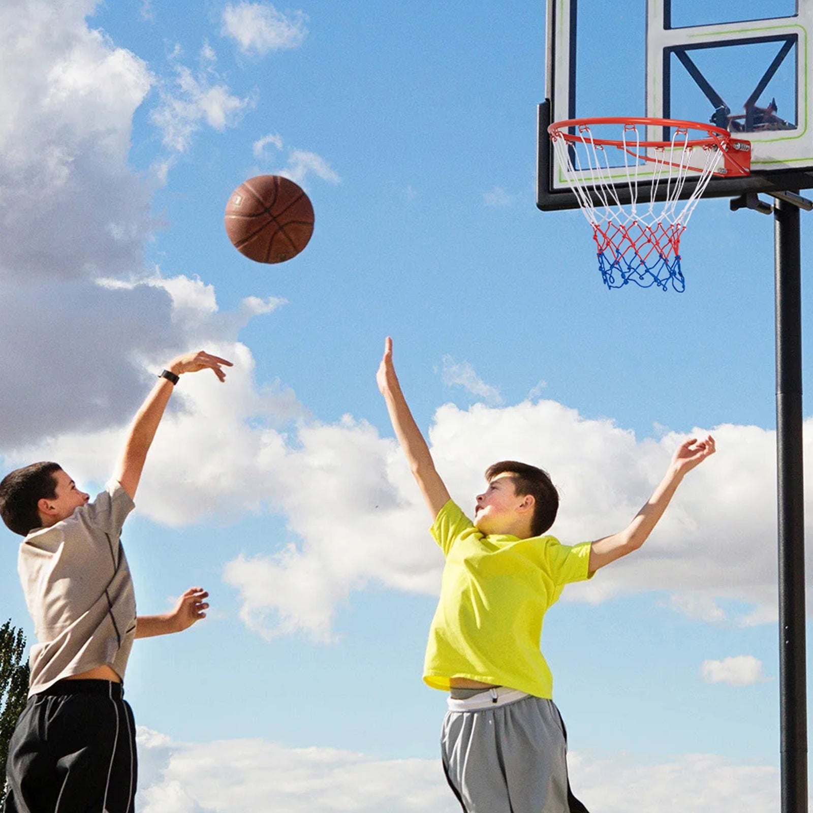 18 Inch Basketball Rim Goal Replacement with All Weather Net and Mounting Hardware