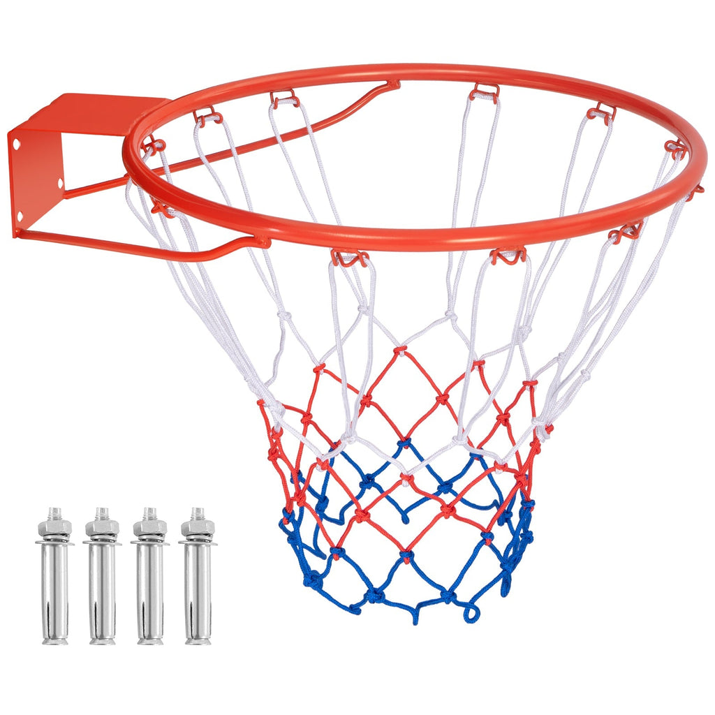 18 Inch Basketball Rim Goal Replacement with All Weather Net and Mounting Hardware