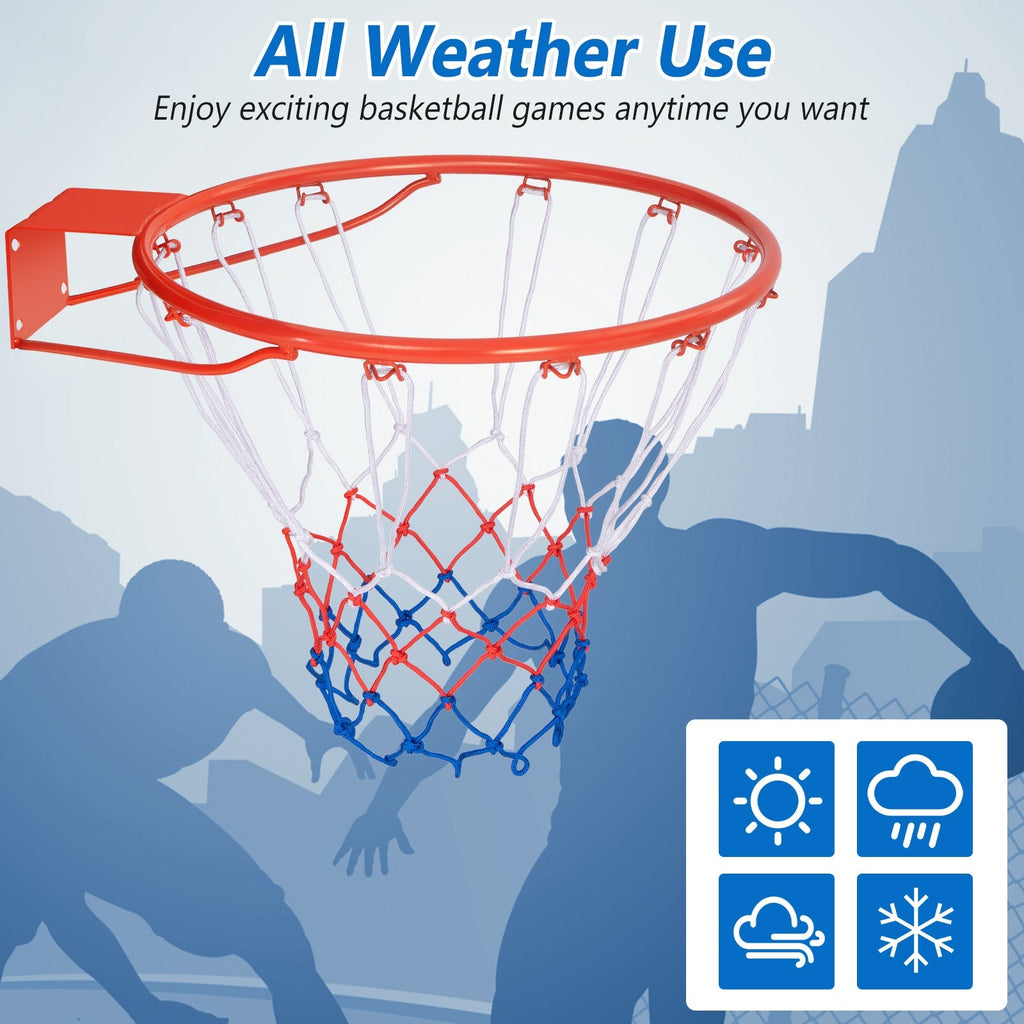 18 Inch Basketball Rim Goal Replacement with All Weather Net and Mounting Hardware
