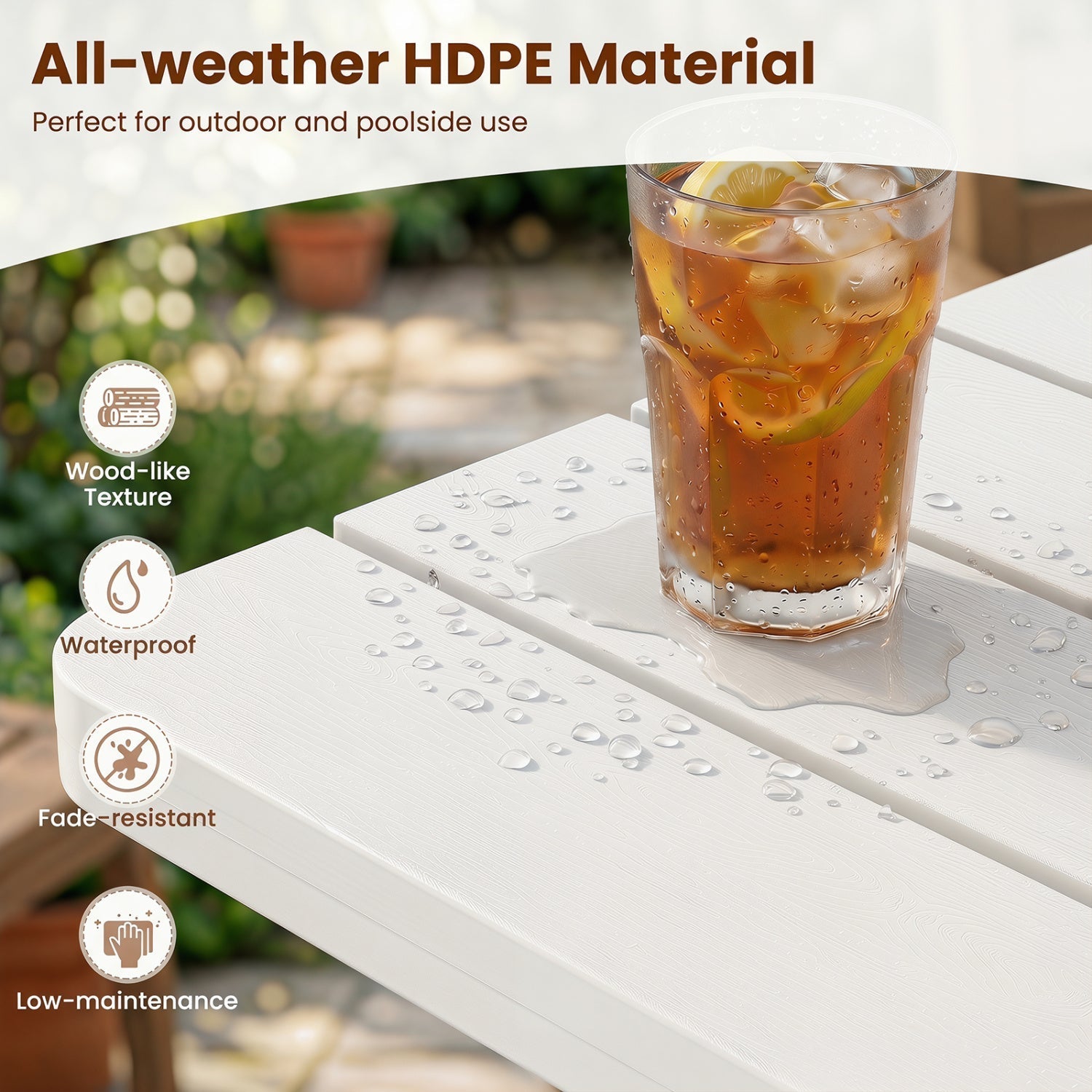 18" Adirondack Side Table with Slatted HDPE Surface
