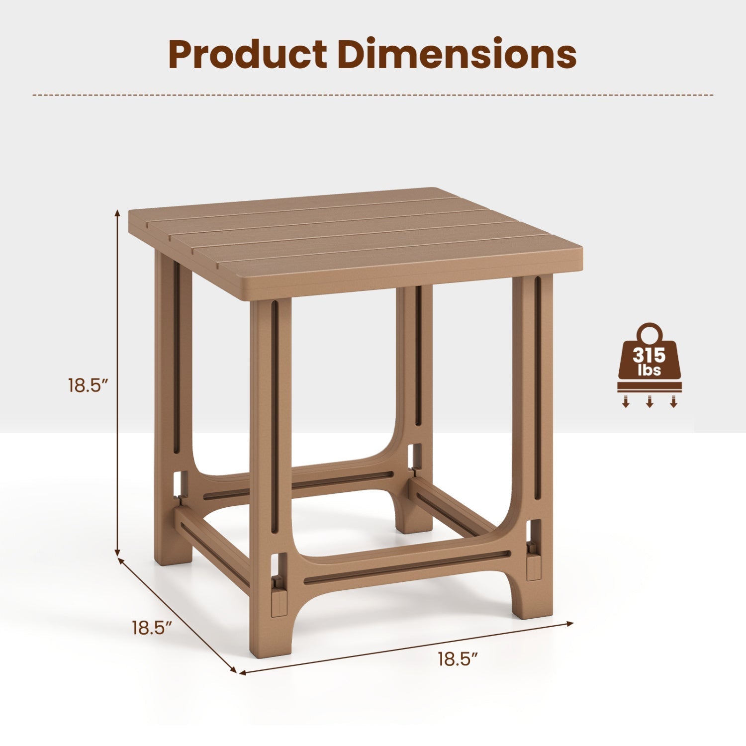 18" Adirondack Side Table with Slatted HDPE Surface