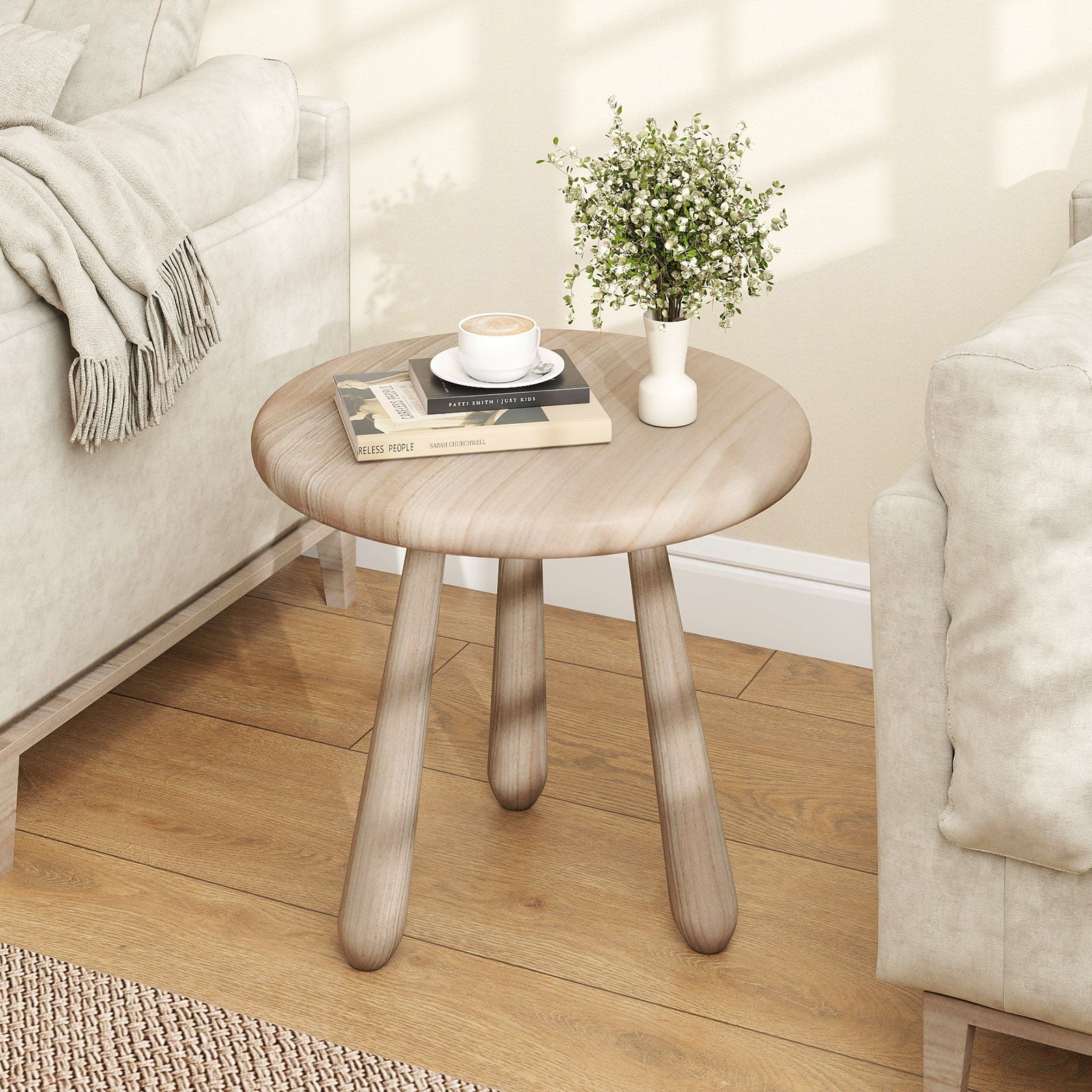 18 Inch Outdoor Mahogany Wood Side Table with Thickened Board