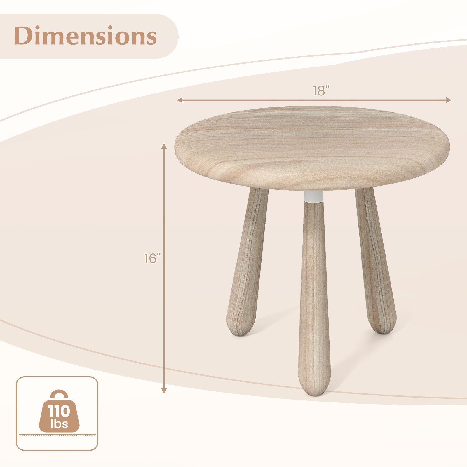 18 Inch Outdoor Mahogany Wood Side Table with Thickened Board