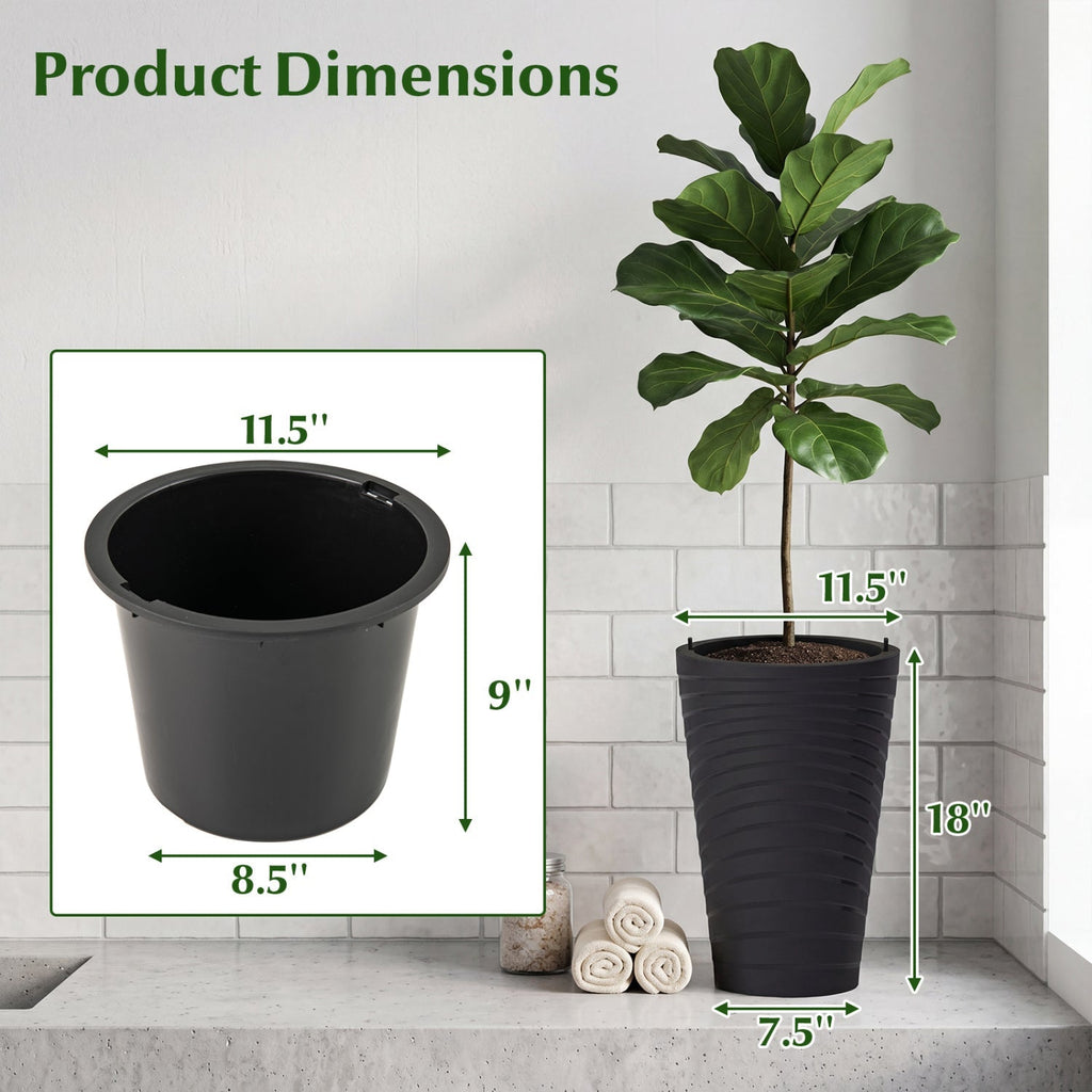 18-Inch Tall Planter Pot Set of 2 with Drainage and Handles