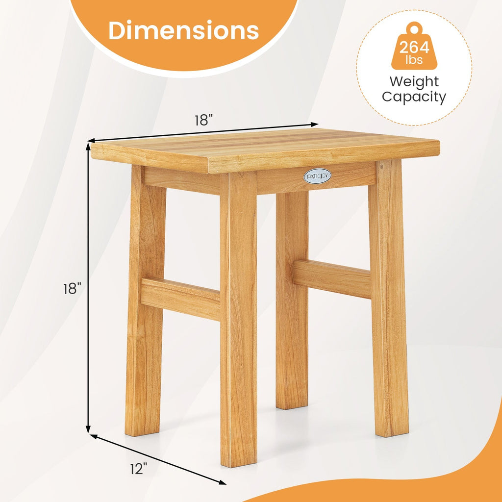 18 Inch Teak Shower Bench Spa Bath Stool for Shaving Legs