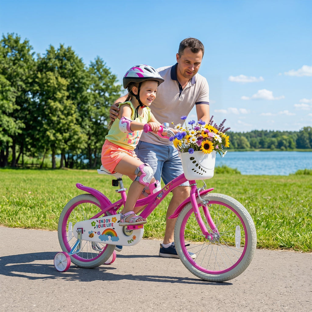 Girls Bike 12-18 Inch with Training Wheels and Basket