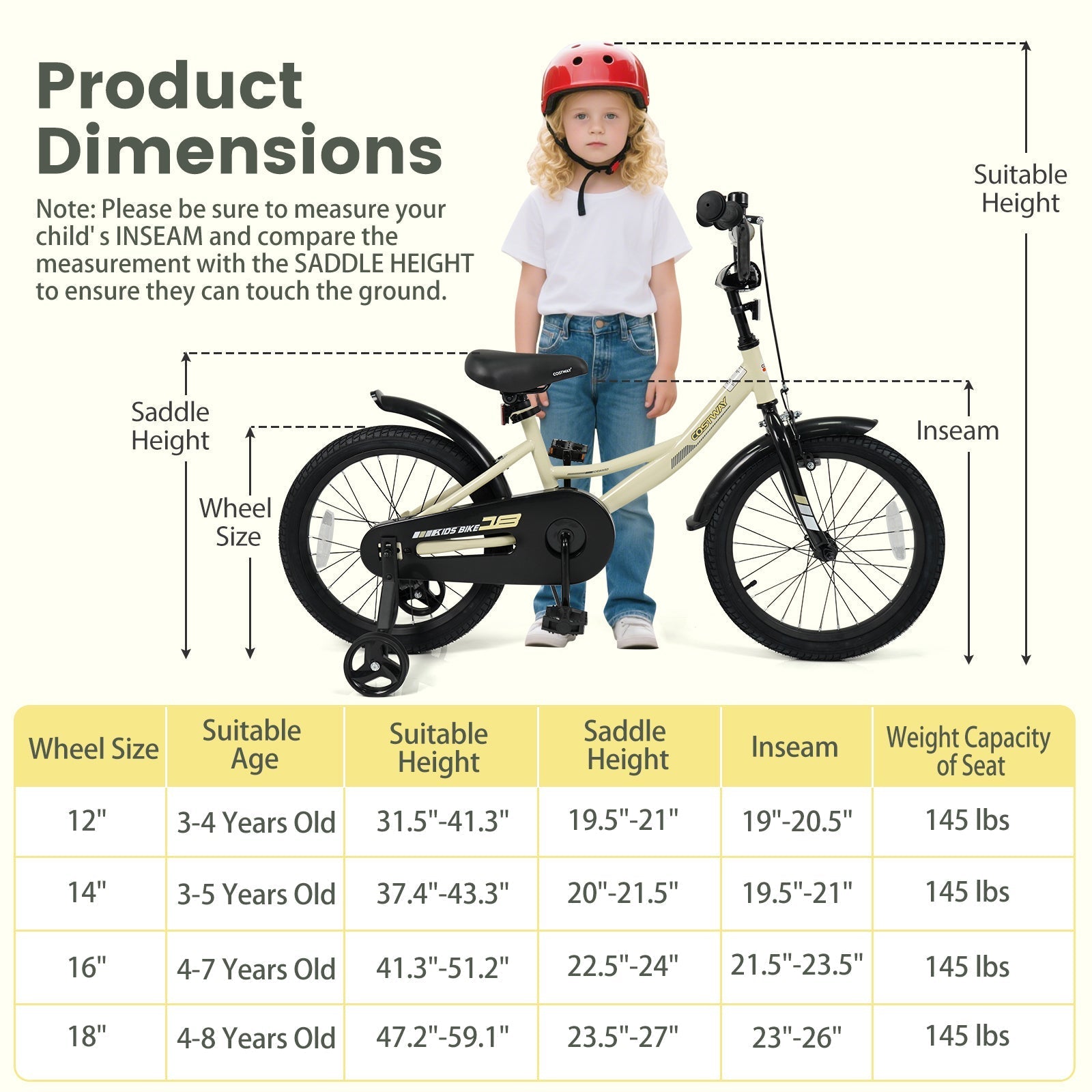14 Inches Kids Bike Sport Bicycle with Removable Training Wheels