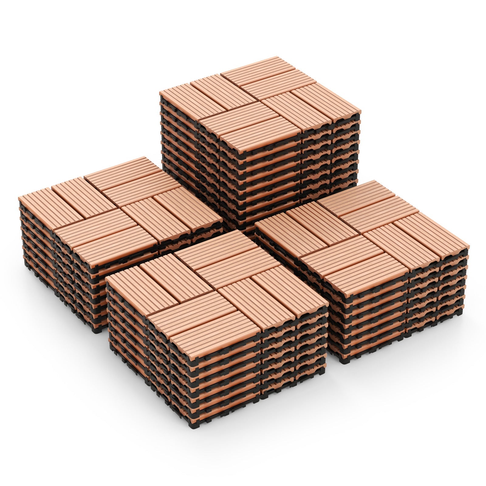 18 Pieces 12 x 12 Inch All Weather Interlocking Deck Tiles