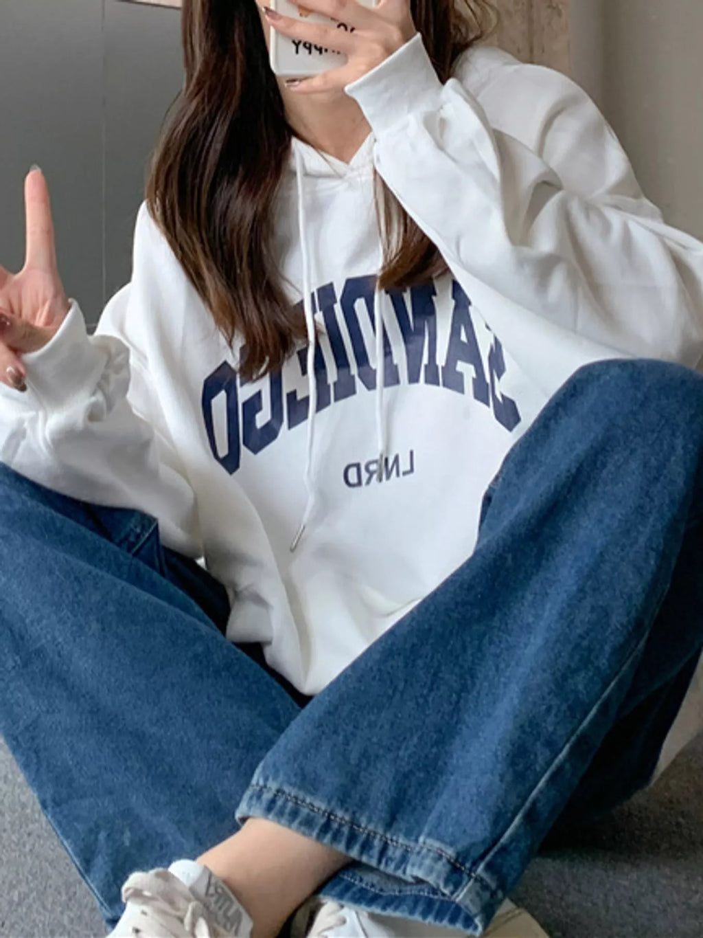 Letter Graphic Long Sleeve Hoodie