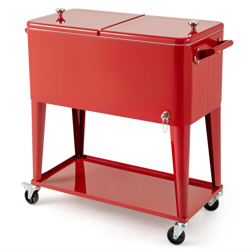 Portable Patio Cooler with Bottom Storage Shelf and Bottle Opener