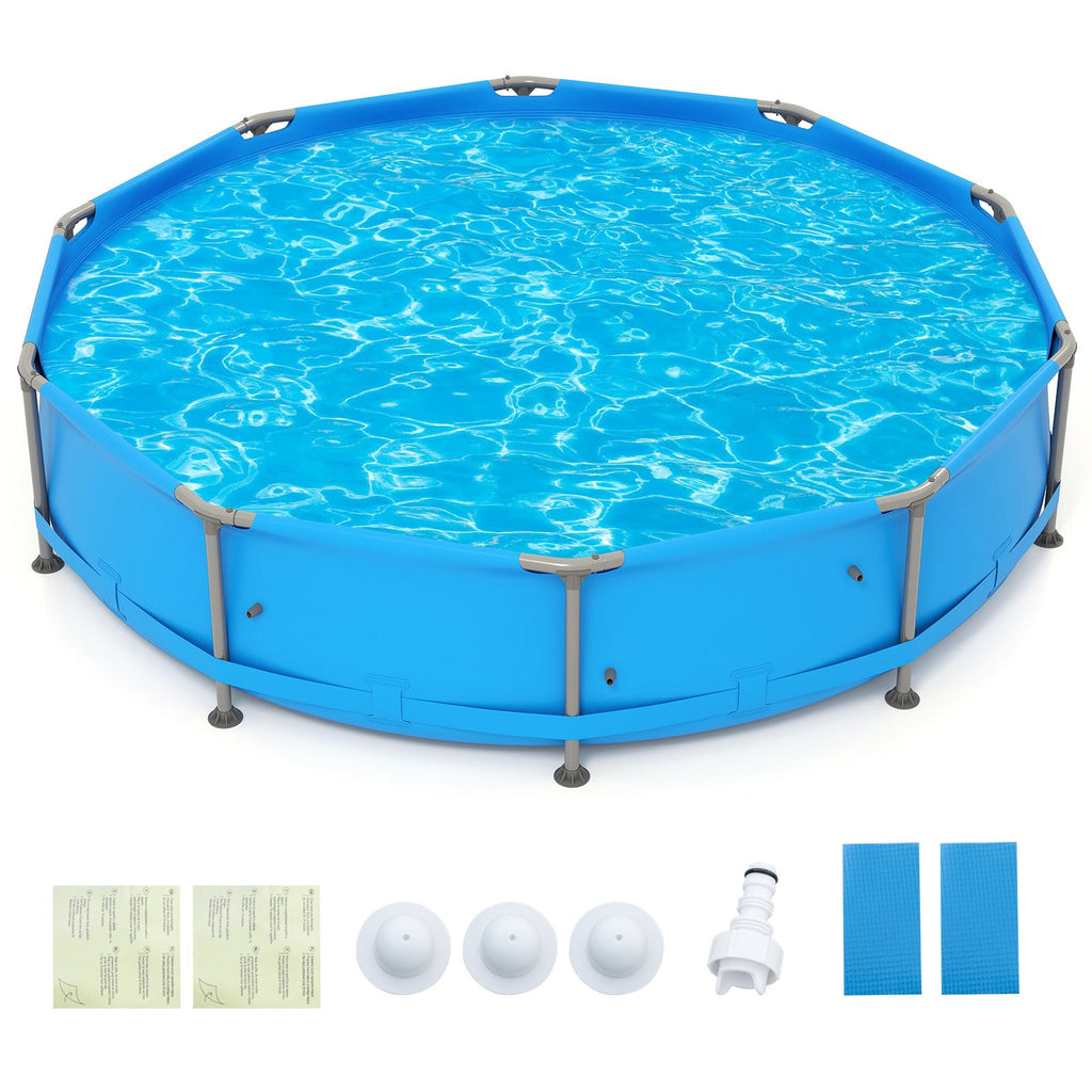 690/978/1158/1617 Gal Outdoor Family Swimming Pool with Metal Frame