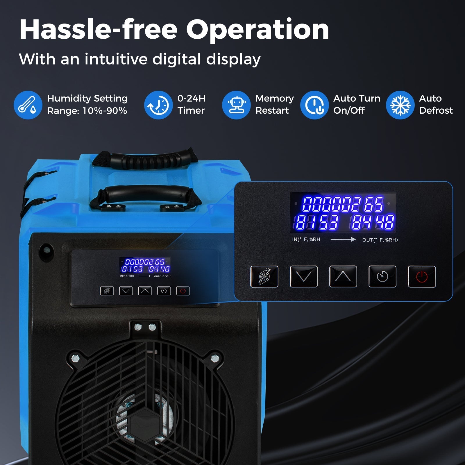 190 PPD Commercial Dehumidifier with Pump and 2 Wheels