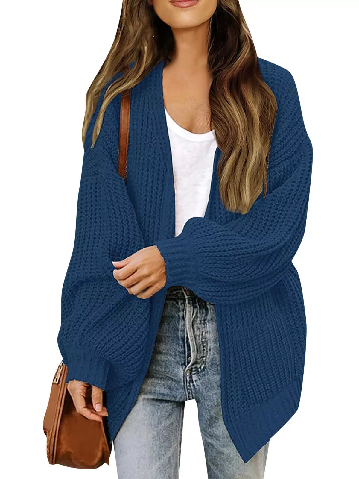 Open-Front Chunky Knit Cardigan