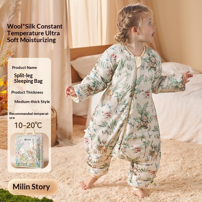 Sleeping Bag Silk Wool Autumn And Winter Thickened Constant Temperature For Children