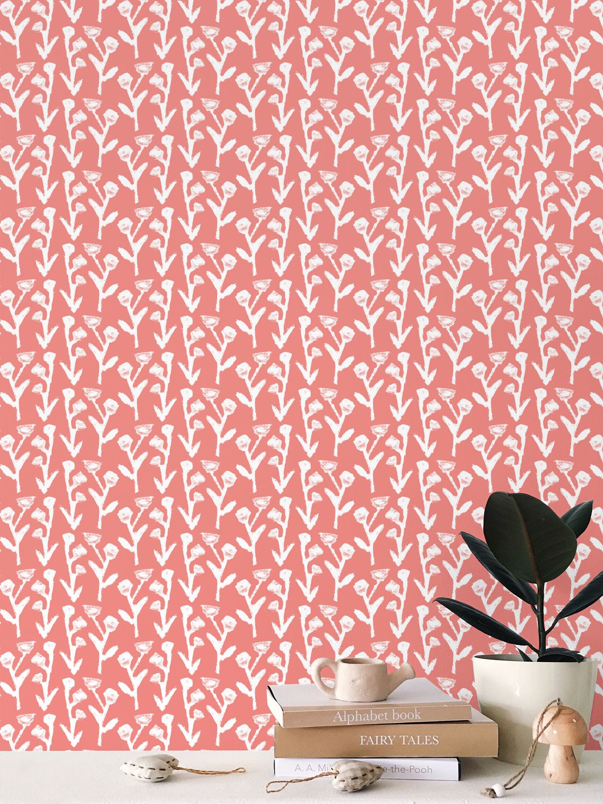 Ivy Manor Wallpaper (Coral)