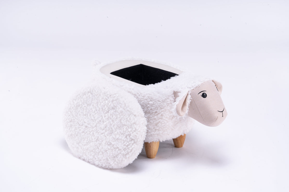 Shiloh the Sheep Storage Ottoman with Hidden Storage - Faux Fur