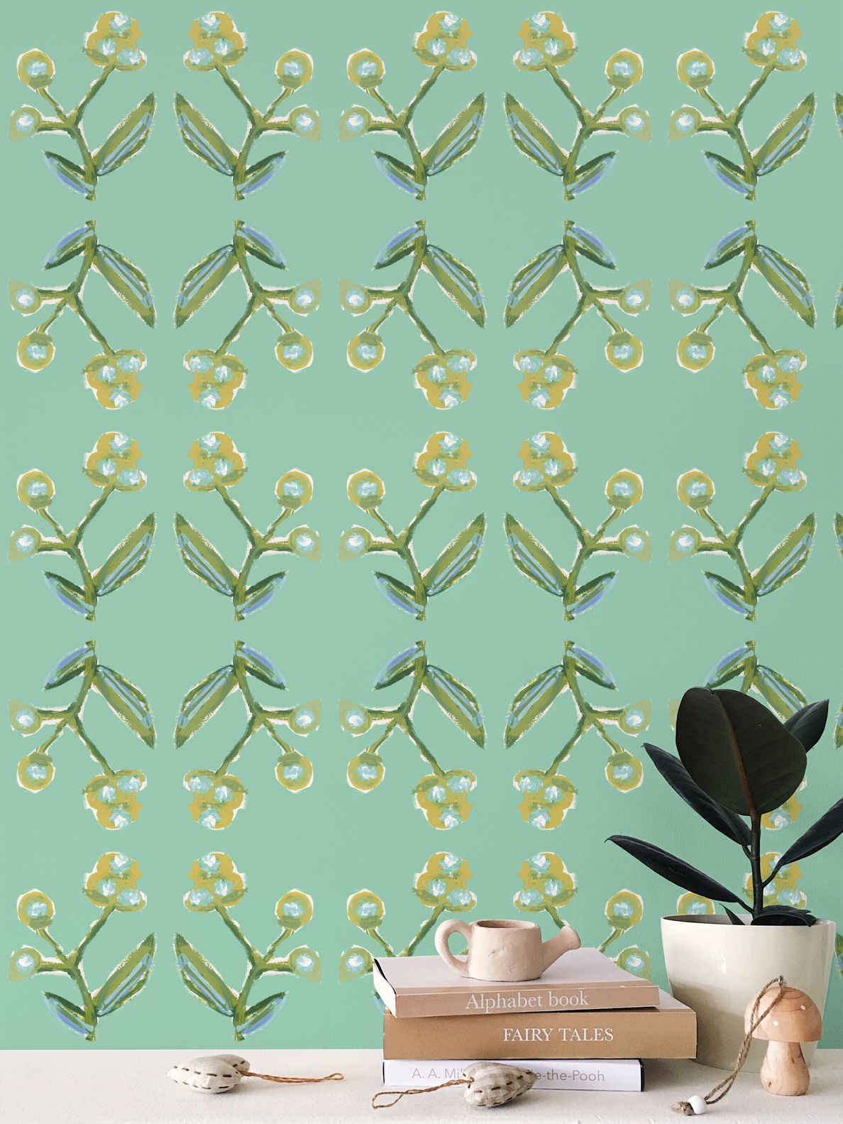 Antonia Wallpaper (Green & Citron)
