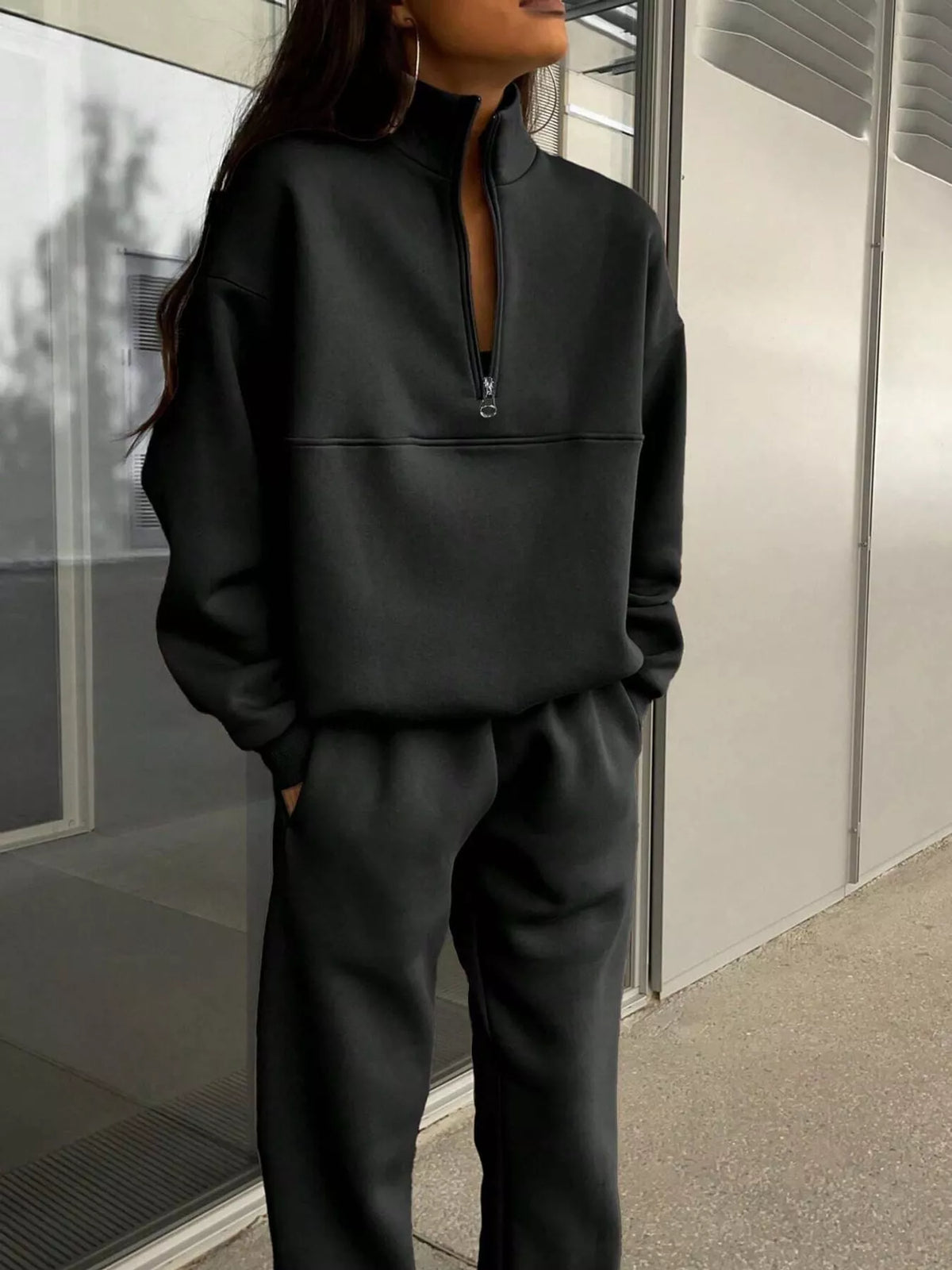 Half-Zip Sweatshirt and Joggers Set