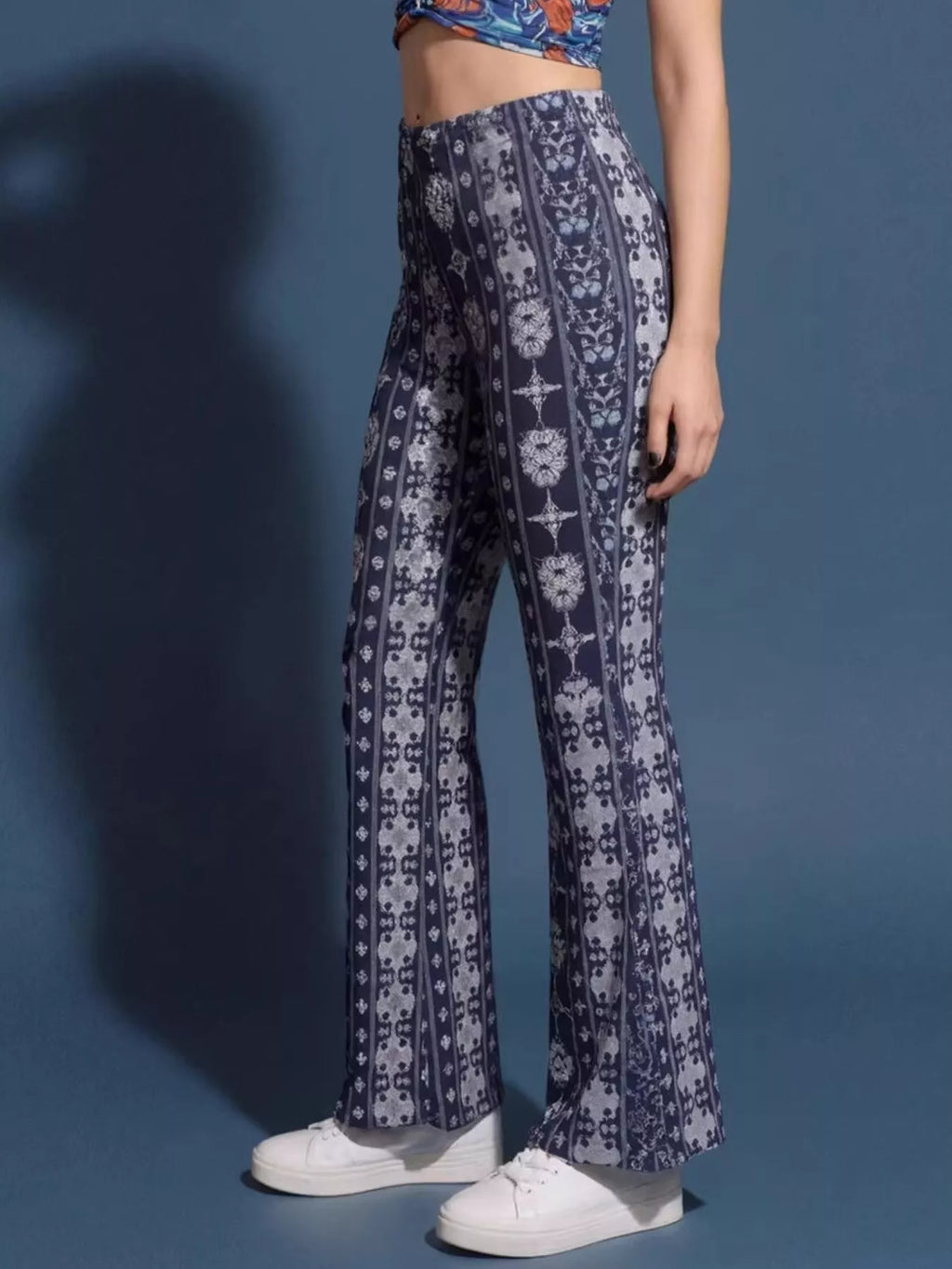 High-Waisted Printed Flared Pants