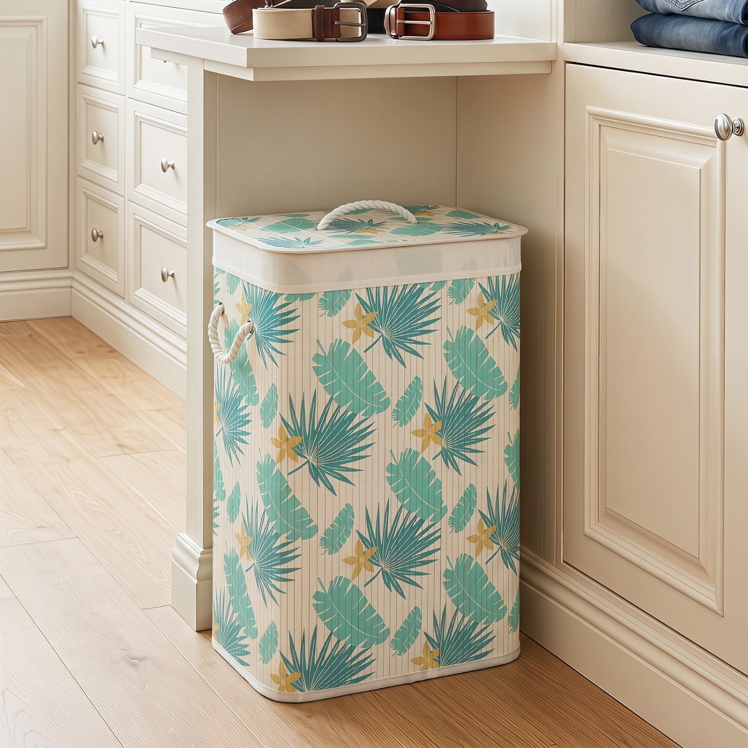 19 Gallon Bamboo Laundry Hamper with Removable Liner