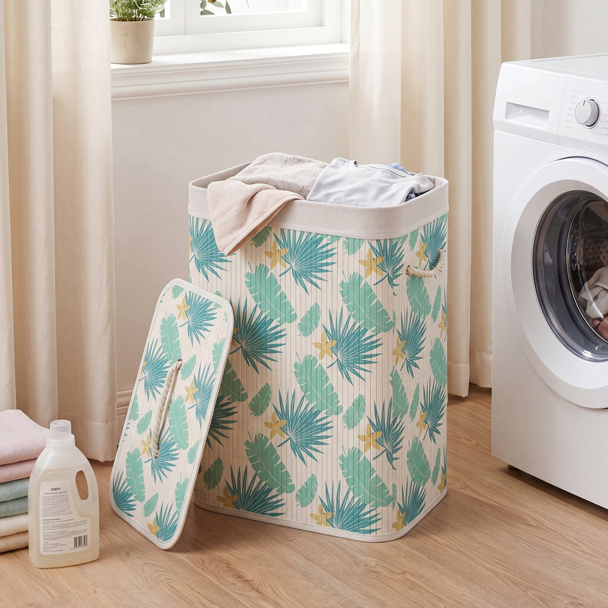 19 Gallon Bamboo Laundry Hamper with Removable Liner