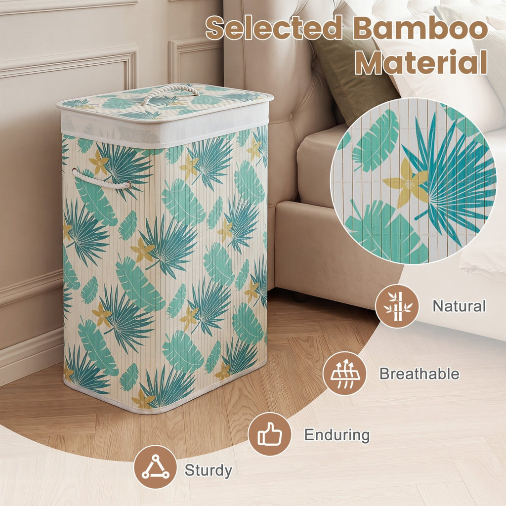 19 Gallon Bamboo Laundry Hamper with Removable Liner