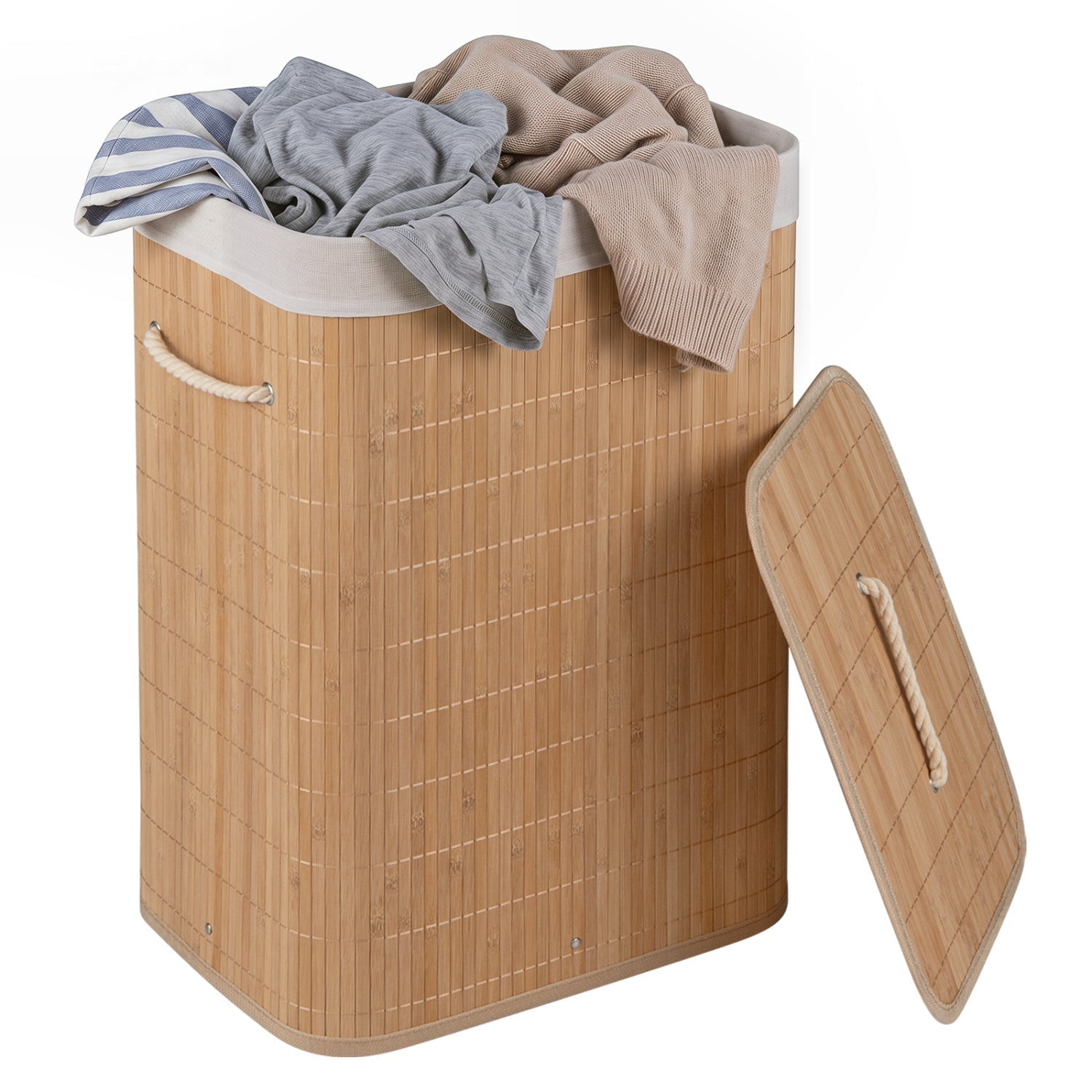19 Gallon Bamboo Laundry Hamper with Removable Liner