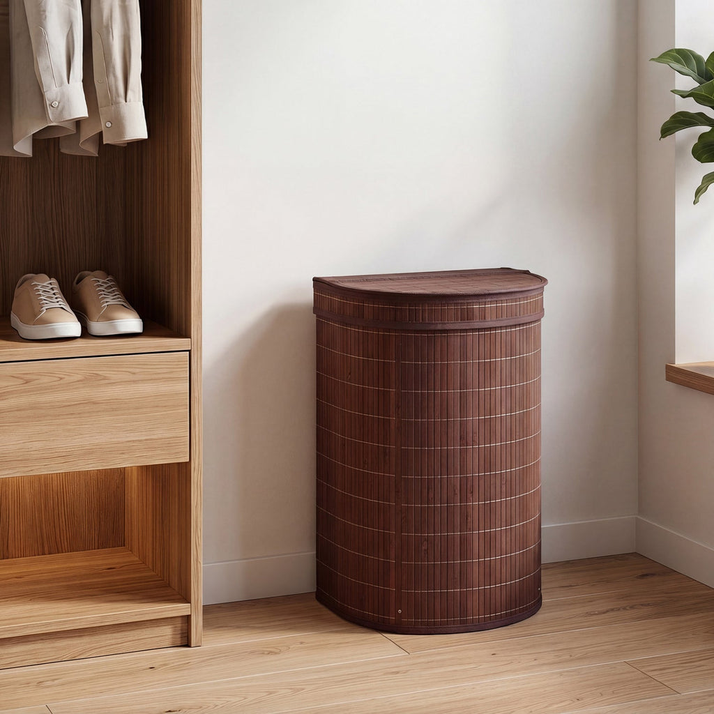 19 Gallon Bamboo Laundry Hamper with Zippered Lid