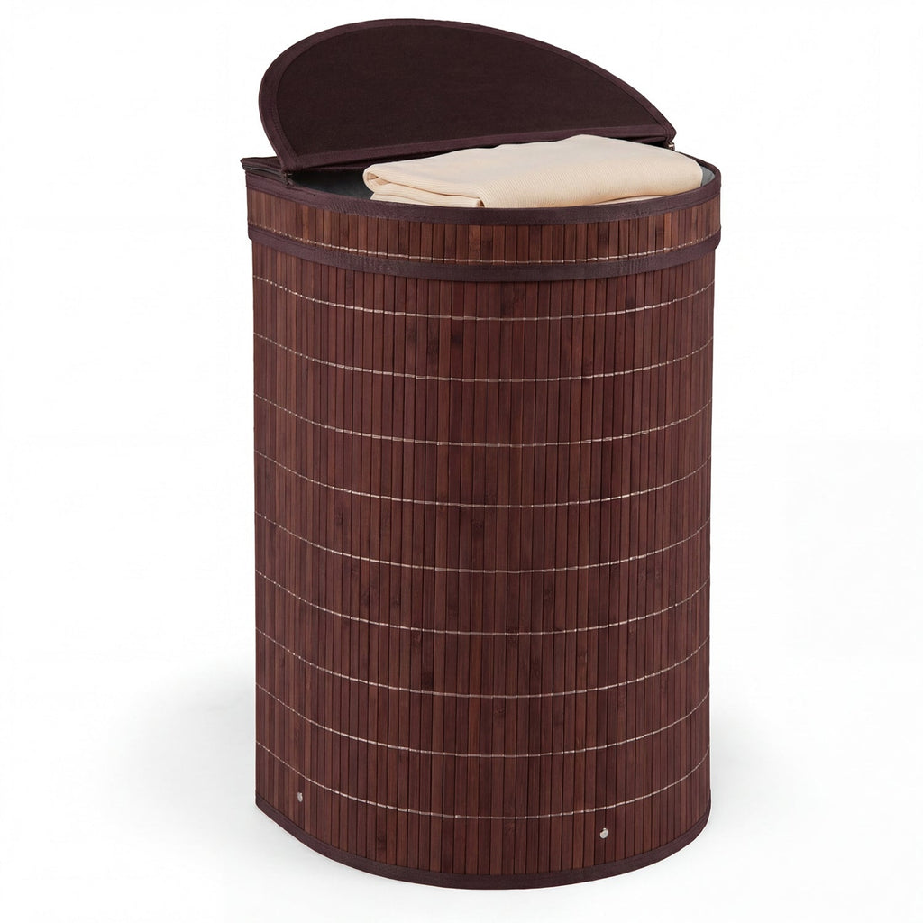 19 Gallon Bamboo Laundry Hamper with Zippered Lid