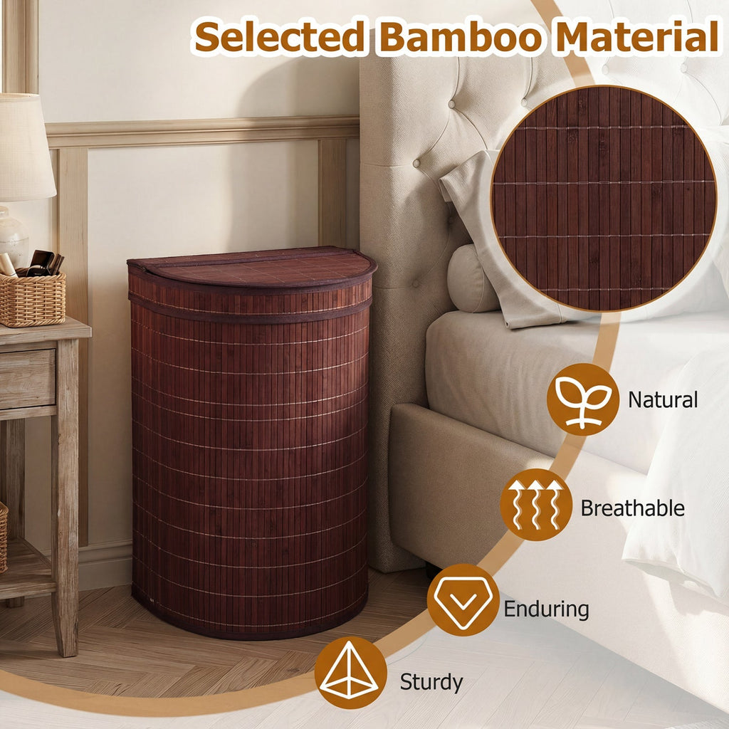 19 Gallon Bamboo Laundry Hamper with Zippered Lid