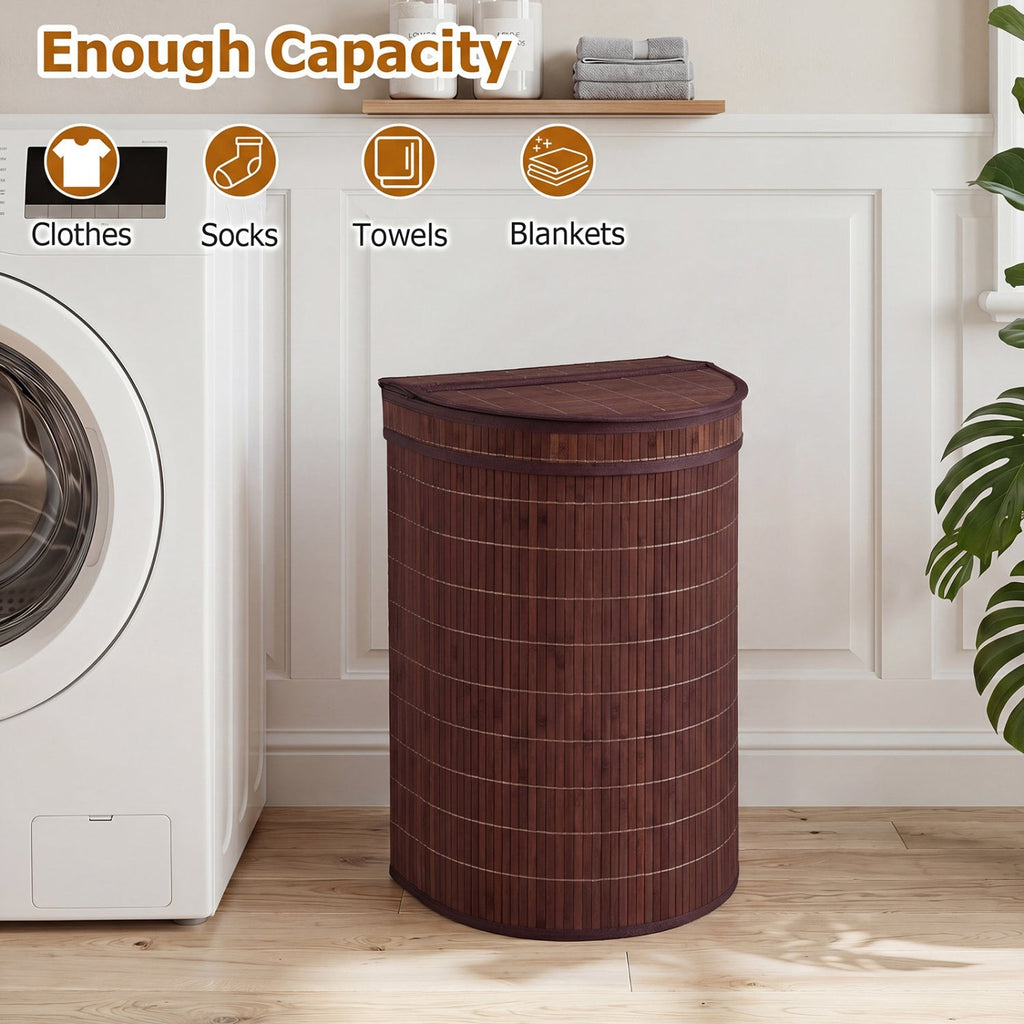 19 Gallon Bamboo Laundry Hamper with Zippered Lid