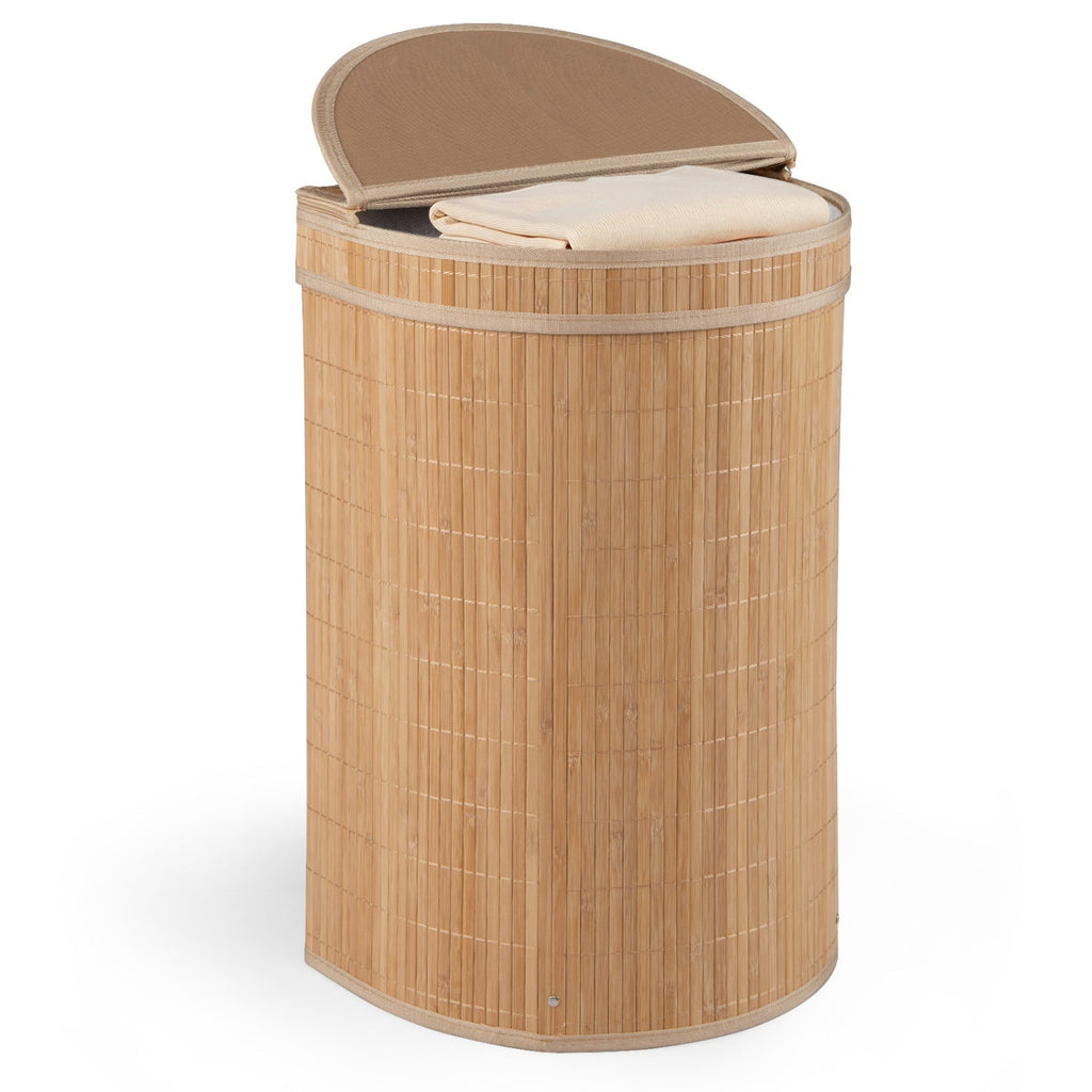 19 Gallon Bamboo Laundry Hamper with Zippered Lid