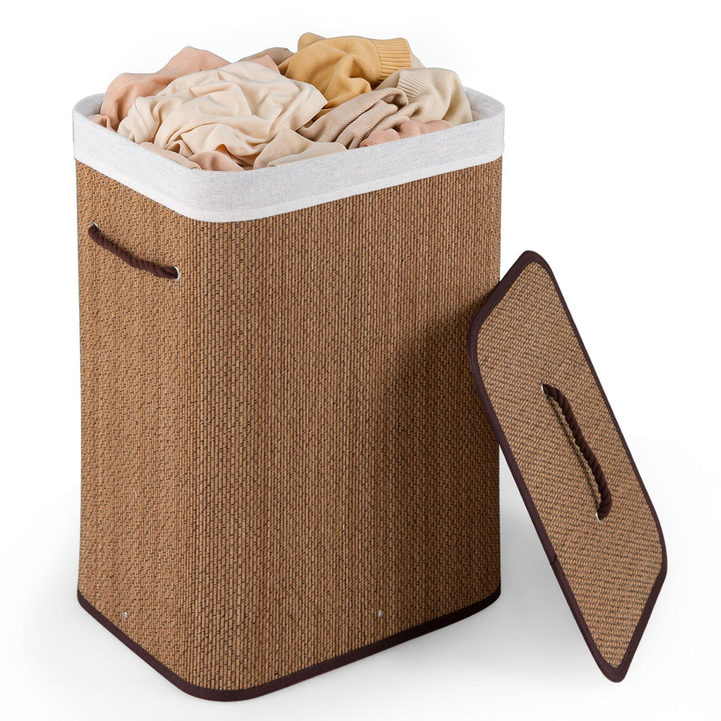 19 Gallon Bamboo Laundry Hamper with Removable Liner