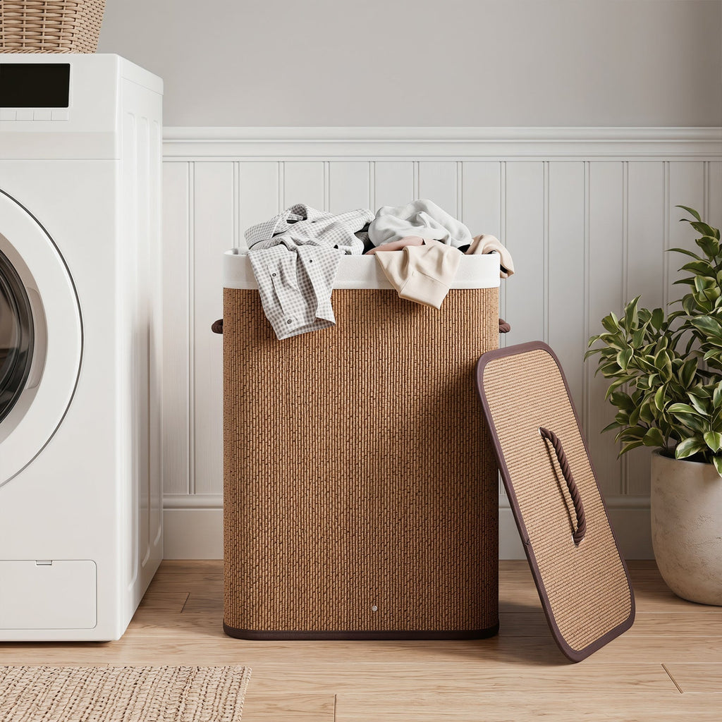 19 Gallon Bamboo Laundry Hamper with Removable Liner