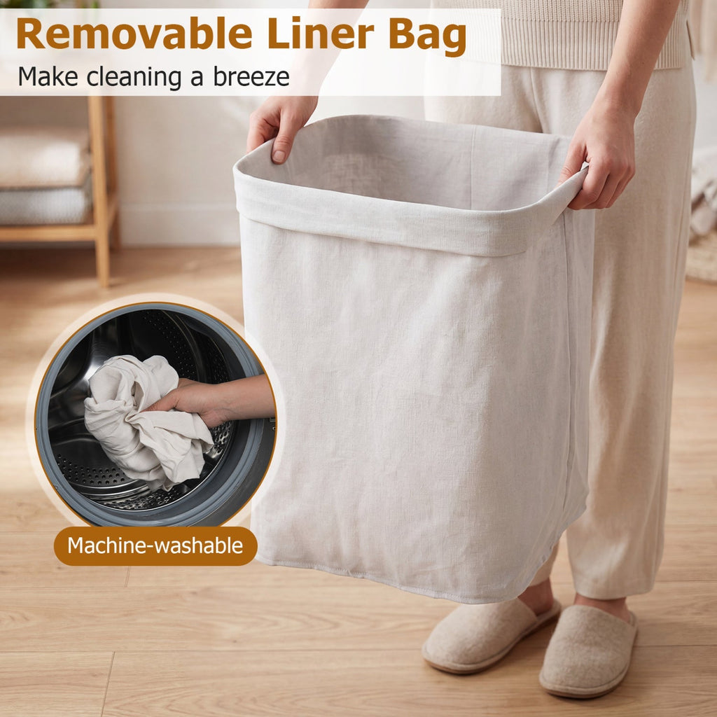 19 Gallon Bamboo Laundry Hamper with Removable Liner