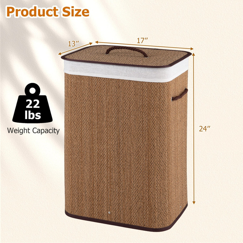 19 Gallon Bamboo Laundry Hamper with Removable Liner
