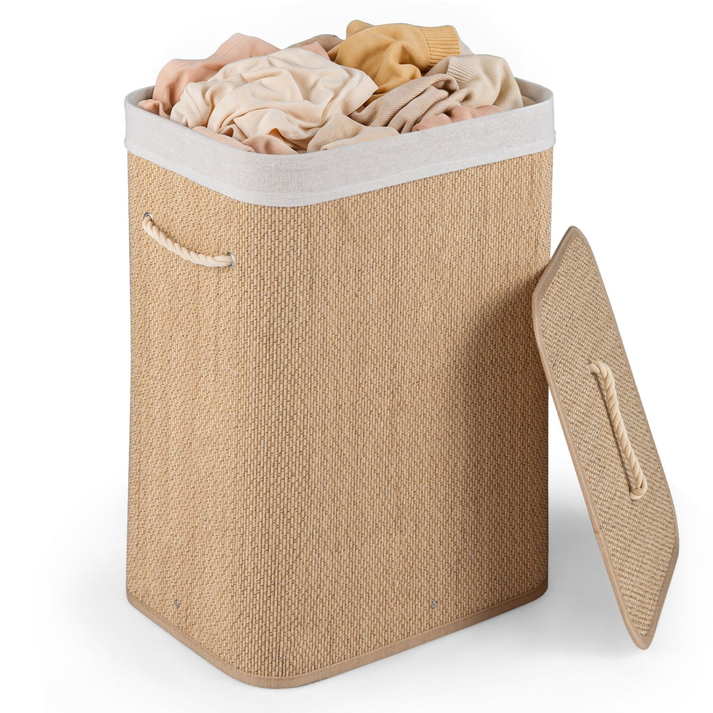 19 Gallon Bamboo Laundry Hamper with Removable Liner