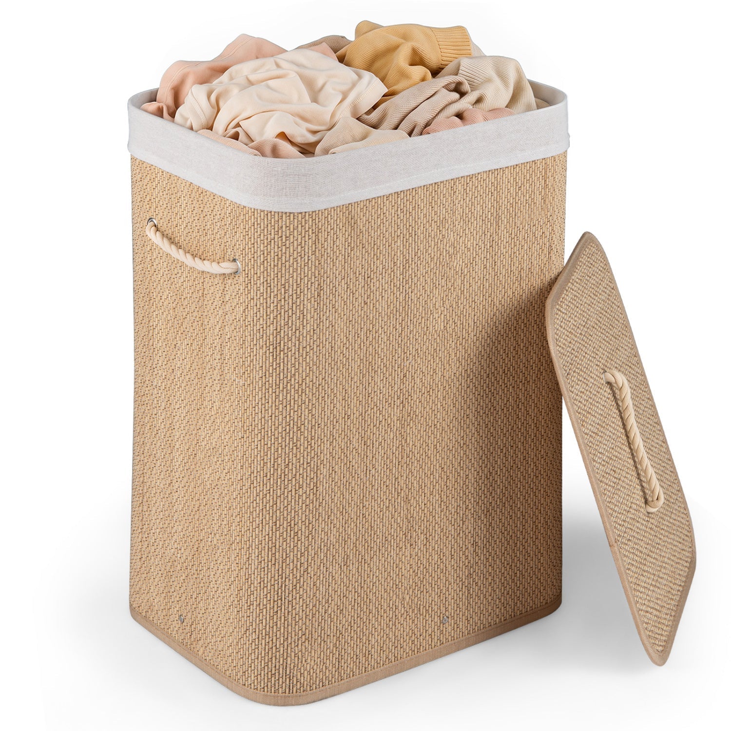19 Gallon Bamboo Laundry Hamper with Removable Liner