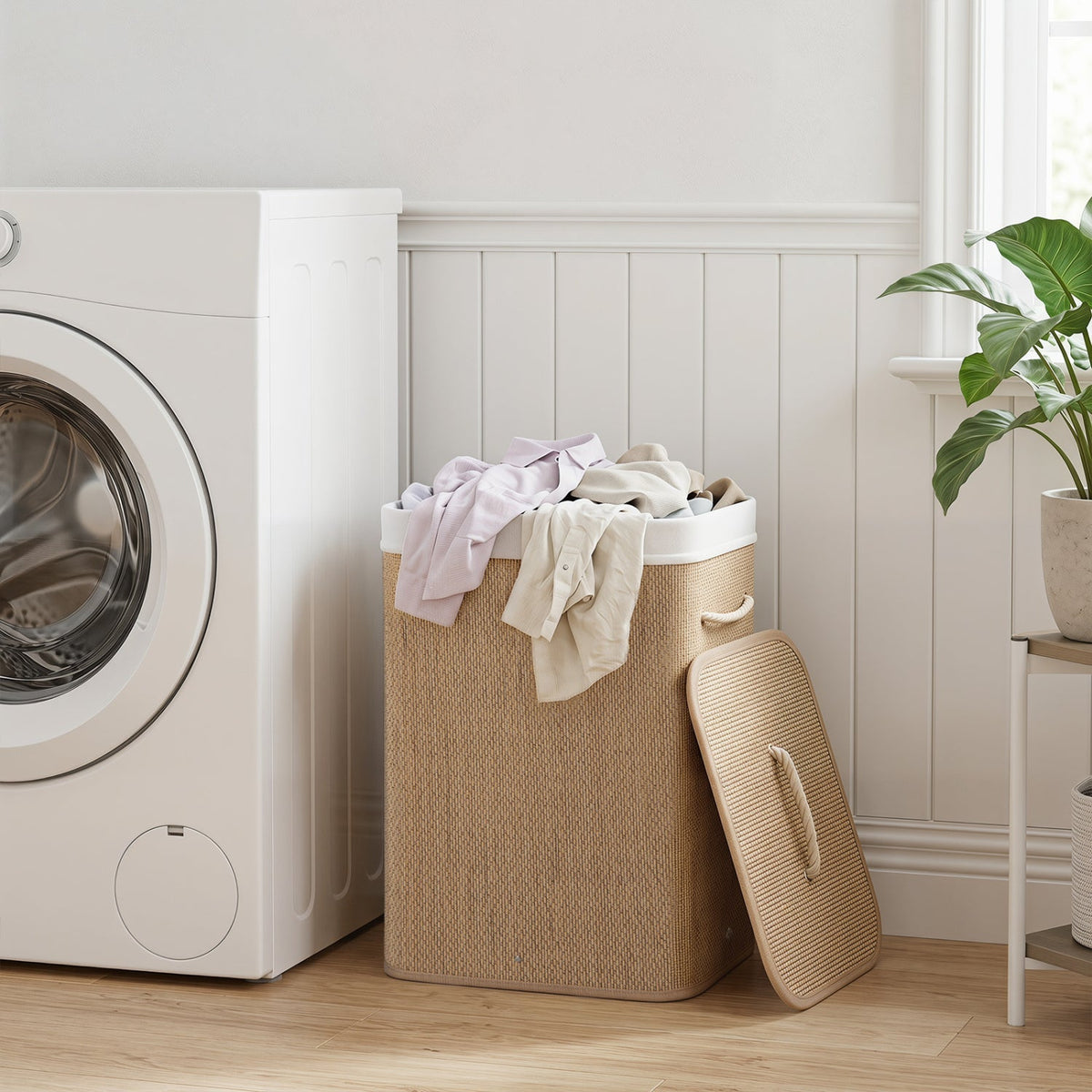 19 Gallon Bamboo Laundry Hamper with Removable Liner