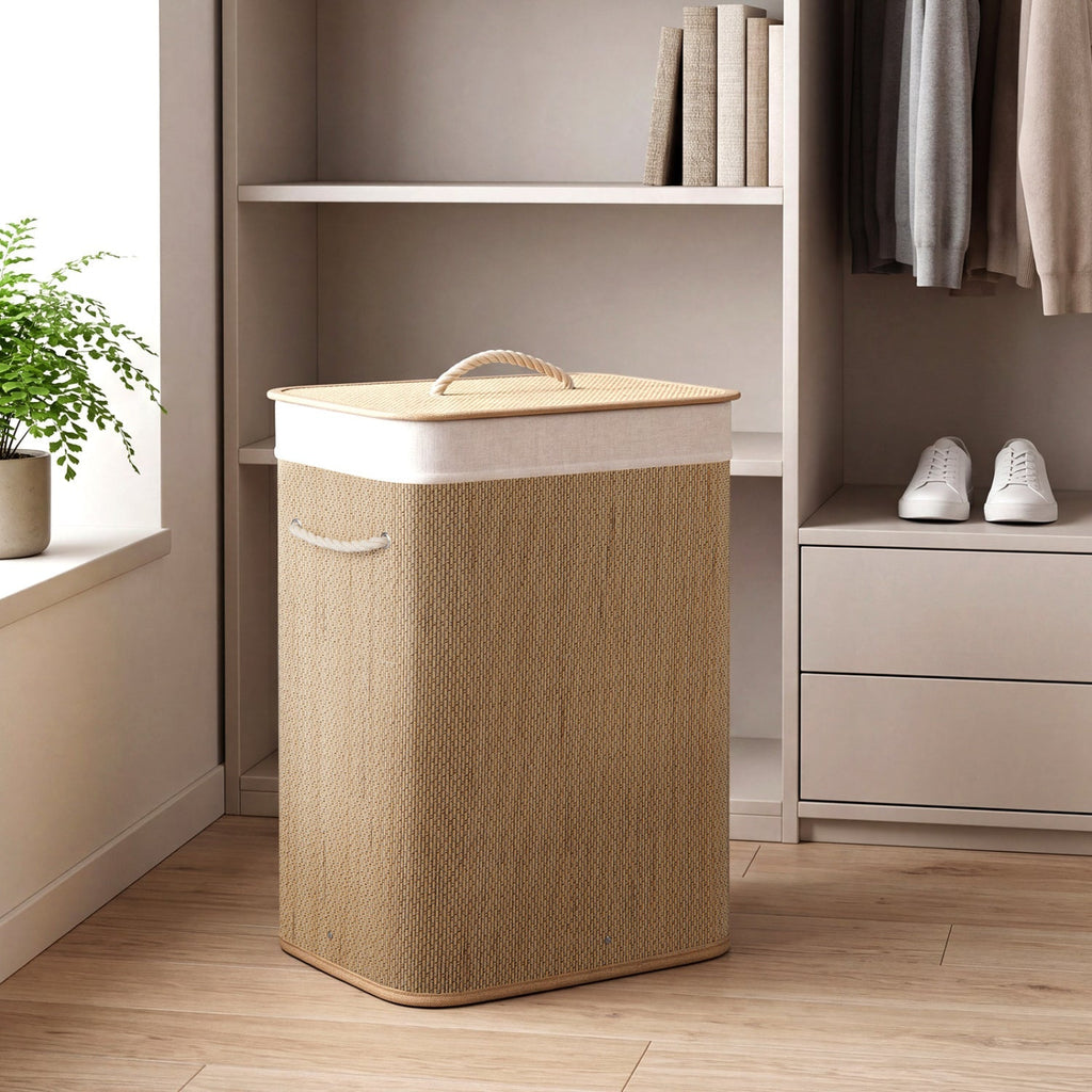 19 Gallon Bamboo Laundry Hamper with Removable Liner