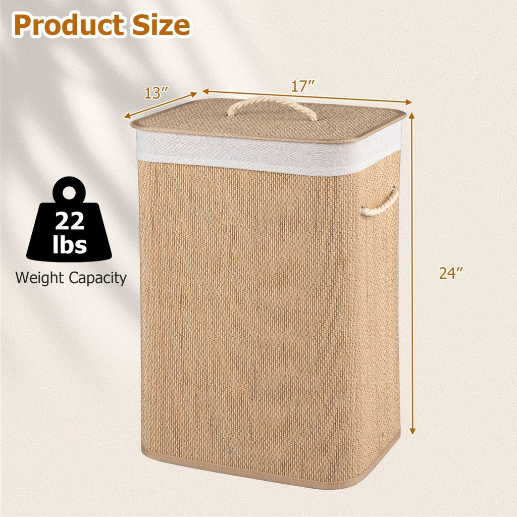 19 Gallon Bamboo Laundry Hamper with Removable Liner