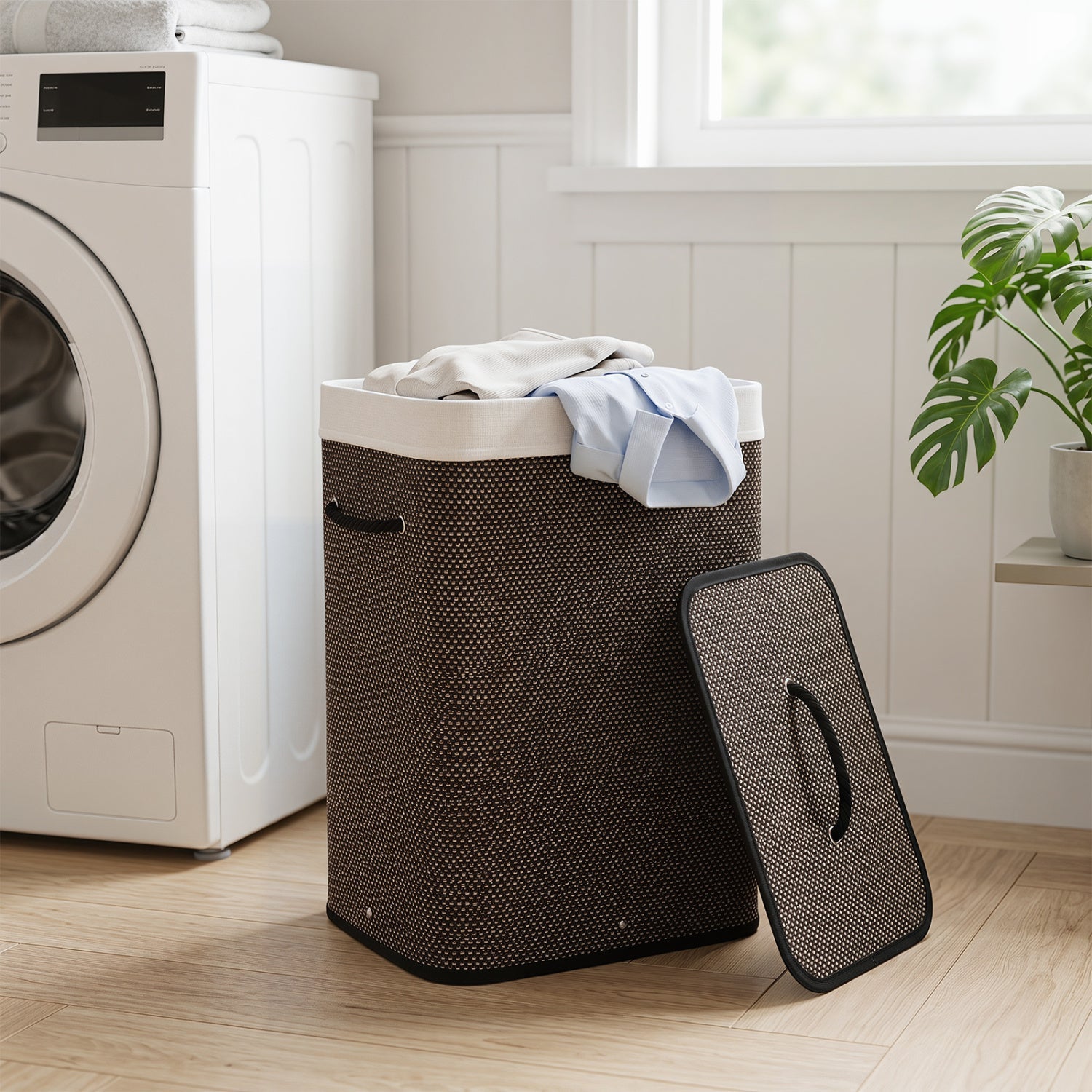 19 Gallon Bamboo Laundry Hamper with Removable Liner